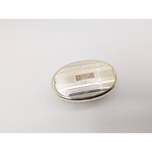 Vintage  baby brush Web Sterling Deco Pinstripe Palm  Bristles Monogram D. B. M - Picture 2 of 10